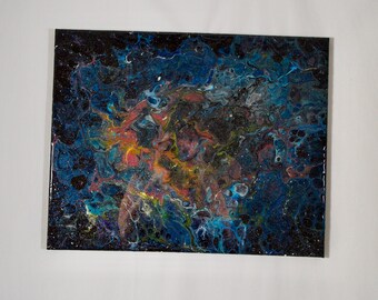 Painting with Acrylic and Resin Finish Galaxy Space Universe Stars Art