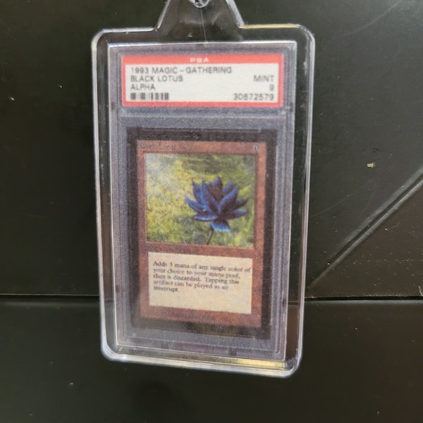 Black lotus mtg power 9| miniature graded card psa| keychain (NOT ACTUAL CARD) novelty gift