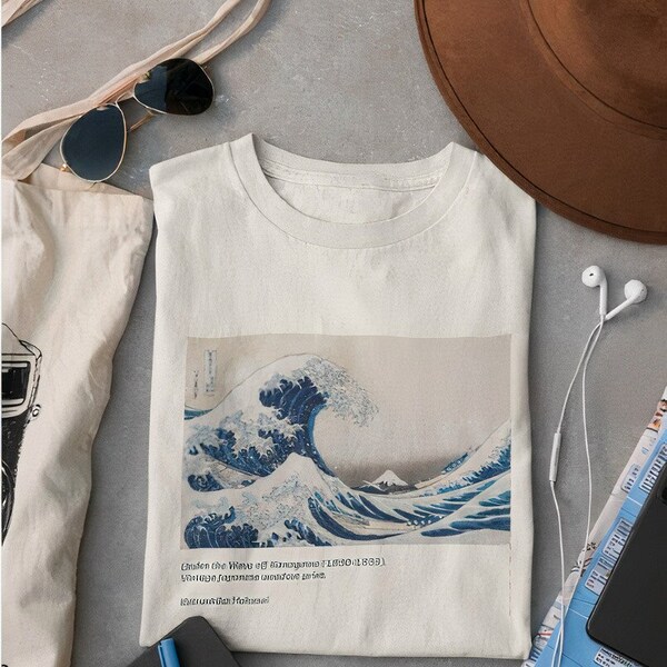 Great Wave Tee by Katsushika Hokusai -Vintage Artwork Shirt, Artistic Japanese Print, Casual Wear, Japanese Gift