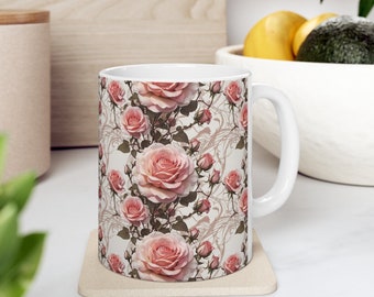 Pink Roses White Mug