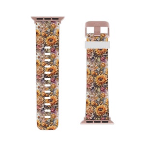 Bracelet de montre tournesols et roses pour Apple Watch