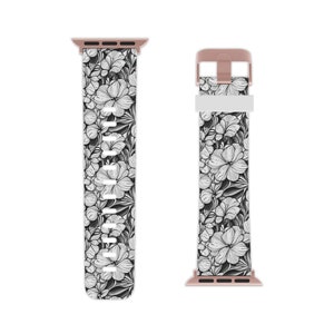 Uhrenarmband Black and White Flowers für Apple Watch