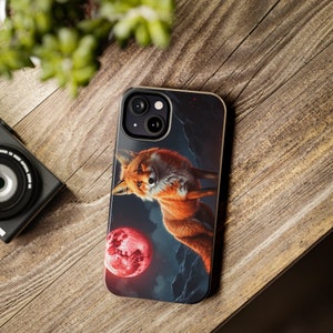 Fox Under a Red Moon Tough Phone Case