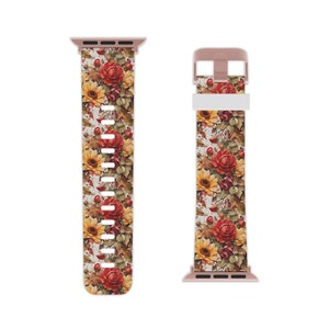 Bracelet de montre tournesols et roses pour Apple Watch