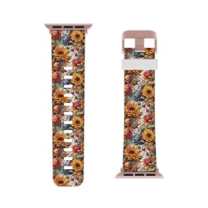 Bracelet de montre tournesols et roses pour Apple Watch