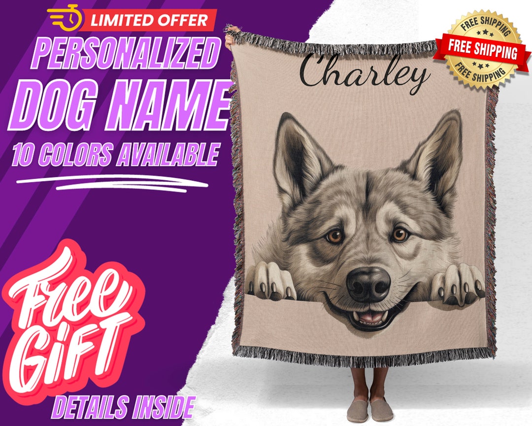 Norwegian Elkhound Custom Dog Blanket Name Custom Dog Etsy