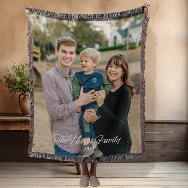 Personalized Photo Woven Cotton Throw-Made in The USA, Picture Blanket, Custom Photo Blanket, Custom Blanket with Picture, Photo Blanket