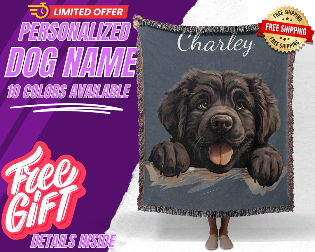 Newfoundland Custom Dog Blanket Name Custom Dog Blanket Etsy