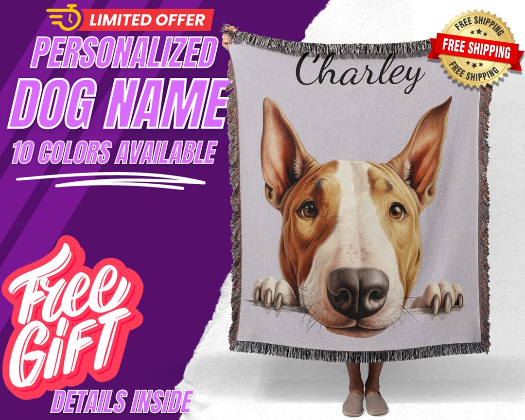 Bull Terrier Custom Dog Blanket Name Custom Dog Blanket Personalized