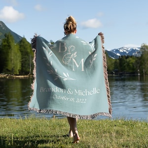 Personalized Blanket For Adults, Customizable Soft Blanket for Gifting, Woven Throw Blanket Wedding Throw Unique Gift Idea for Love C1003-7