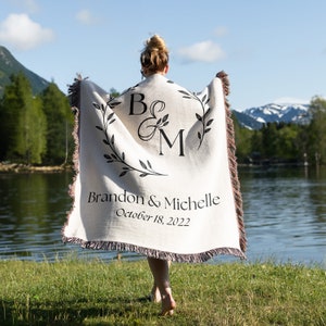 Personalized Blanket For Adults, Customizable Soft Blanket for Gifting, Woven Throw Blanket Wedding Throw Unique Gift Idea for Love C1003