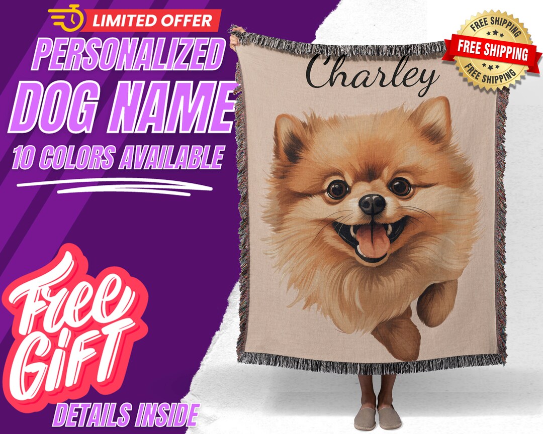 Pomeranian Custom Dog Blanket Name Custom Dog Blanket Etsy