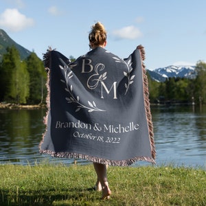 Personalized Blanket For Adults, Customizable Soft Blanket for Gifting, Woven Throw Blanket Wedding Throw Unique Gift Idea for Love C1003-6