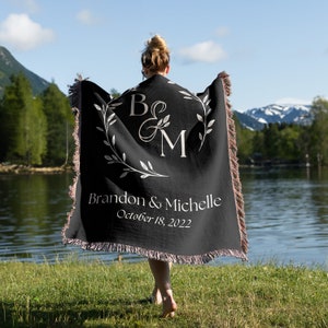 Personalized Blanket For Adults, Customizable Soft Blanket for Gifting, Woven Throw Blanket Wedding Throw Unique Gift Idea for Love C1003-5