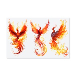 3 Large Phoenix Tattoo stickers, fire phoenix tattoo