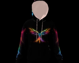 Regenbogen Phoenix Hoodie, Blitz Phoenix Hoodie, Regenbogen Blitz Phoenix Hoodie, all over print