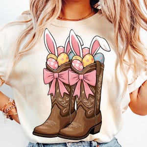 Howdy Easter Eggs Png, Western Cowboy Boots Easter PNG, Cowboy Boots Easter png, Bunny Cowboy Boots Easter png, Western Boots Easter Bunny