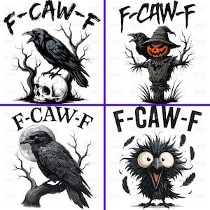 F-Caw-F Black Crow Png Bundle, Funny Raven Shirt Design, Retro Black Crow Moon Gothic Digital Download, Black Bird Meme, Sublimation Designs