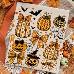 Rutig höstpumpa PNG, sublimeringsdesigner för höst, kokett rosett med leopardpumpa och skjorta, Thanksgiving PNG, digital pumpakrydda