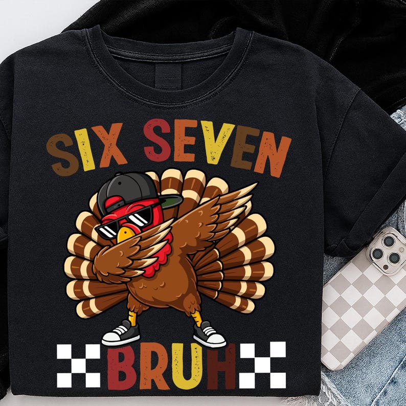 T-Shirt Humoristique 'Cool Turkey Sunglasses' Six Seven Bruh - Thanksgiving - Taille Et Couleur Au Choix - Neuf Avec étiquettes