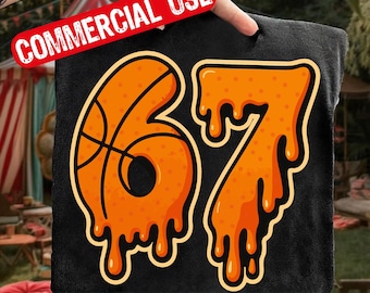 67 Basketball Ice Cream Drip png, 67 Basketball png, Six Seven Gen Alpha Slang, Six Seven T-shirtontwerp voor kinderen, grappig 67 Meme png digitaal