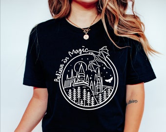 Believe In The Magic T-Shirt, Magic Kingdom Shirt, Wizarding School Shirt, Magic Dragon Shirt, HP School Shirt, Wizard School Shirt