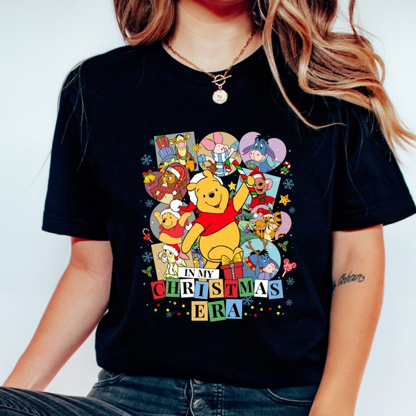 Winnie The Pooh Christmas Tree Shirt, In My Christmas Era Winnie The Pooh Christmas Lights Tee, Pooh Shirt, Xmas Gift Shirt