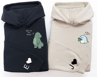 Personalized Dinosaur Couple Hoodei, Dinosaur Matching Sweatshirt, 14th Fabuary Valentine's Day hoodie, Gifts For Couple, Matching Hoodie