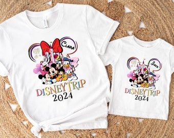 Mickey And Friends Disney Trip 2024 Shirt, Custom Name Family Shirt, Personalized Disneyland Family Vacation 2024 Shirt, Disney Group Shirt