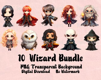 10 Wizard Bundle Transparent PNG Background Digital Download