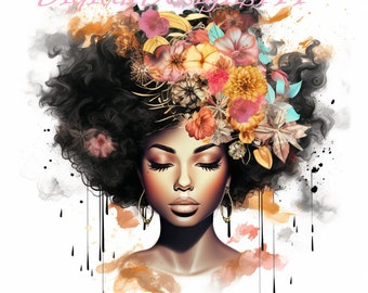 Melanine Girl PNG-bundel, mooi Afro Girl PNG-sublimatieontwerp, Black Queen Png digitaal bestand, Afro Woman PNG-bestanden direct downloaden