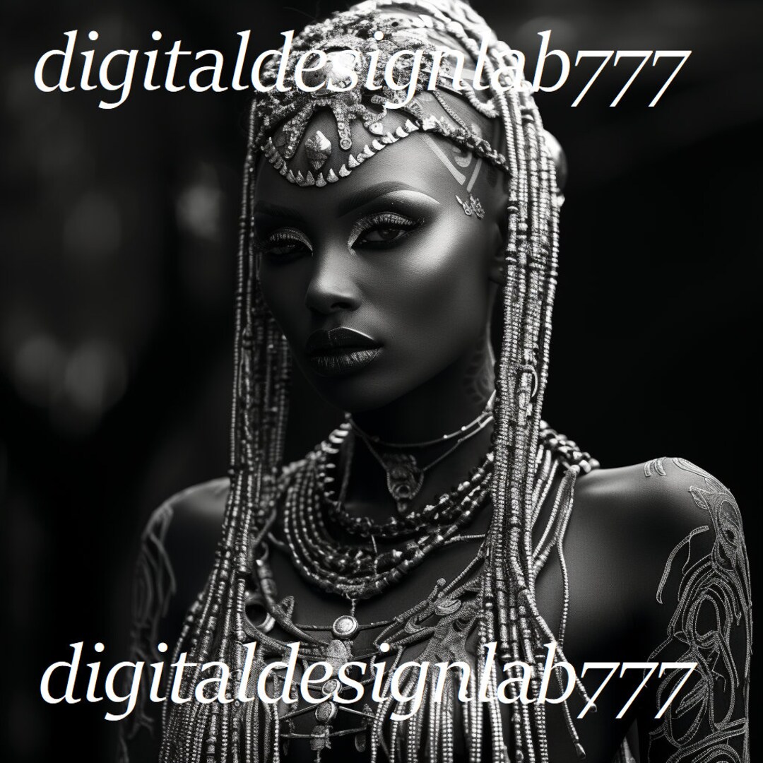 African Art Prints, Wall Art Printable, Extra Large Black and White Art, African American Woman