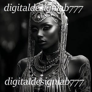 Afrikanische Kunstdrucke, druckbare Wandkunst, extra große schwarzweiße Kunst, afroamerikanische Frau, digitale Wandkunst, schwarze Kunst Dekor