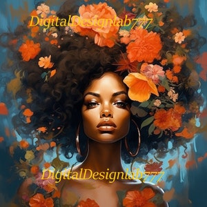 Afrocentric, Floral, Africans American, Afrocentric art, African, African art, INSTANT DOWNLOAD, Black art, black woman, black girl