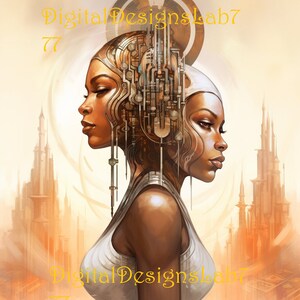TWIN TOWER | Afrofuturism - Wall Art - African American Art - Poster - Afrofuturistic Art - Download - Printable Art