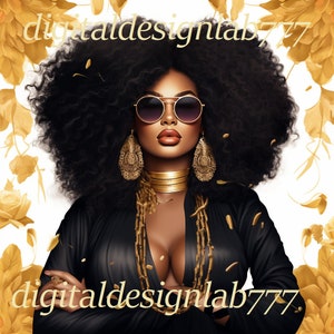 Afro Business Boss Lady Sublimation PNG - Downloadable Digital Art"