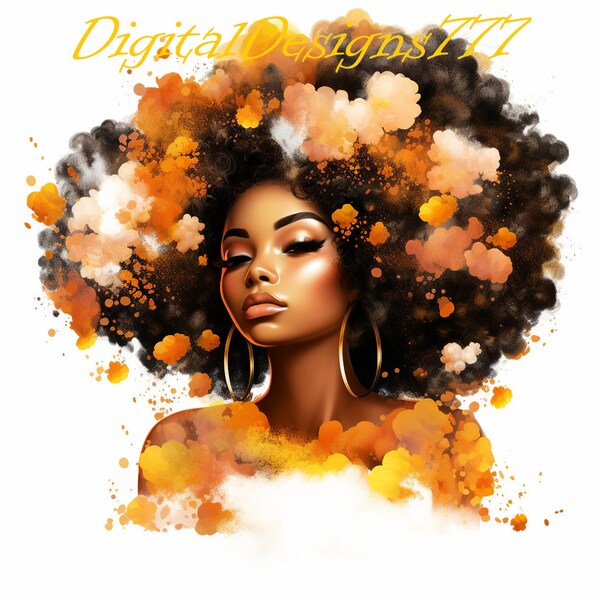 Fuertes mujeres negras inspiración sublimación PNG, chica negra talentosa descarga digital, girasol reina negra PNG, mujeres afro png, cabello afro