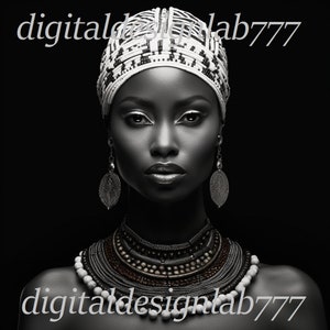 Black Woman Art, Black And White Wall Art , vintage Gallery Wall , African art , Printable wall art , extra large wall art Deco art Print