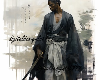 Yasuke: The Last Black Samurai | Historical Tribute Art Print | Instant Download Decor