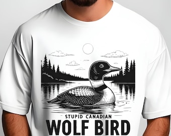 Camiseta con un pájaro lobo canadiense estúpido, camiseta con gráfico de animal sarcástico