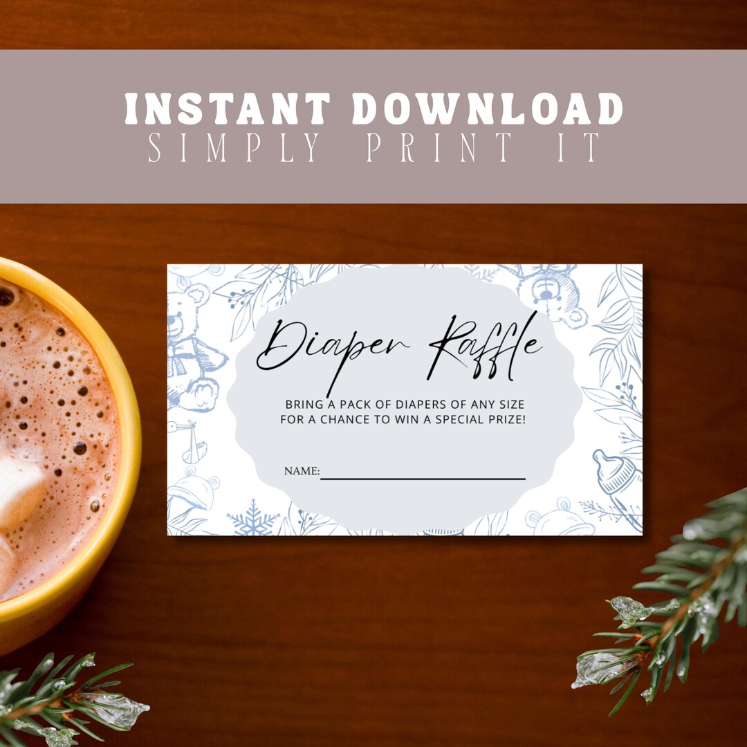 Cold Chisel Raffle Tickets Baby It’s Cold Outside Diaper Raffle Ticket | Blue Winter Baby Shower ...