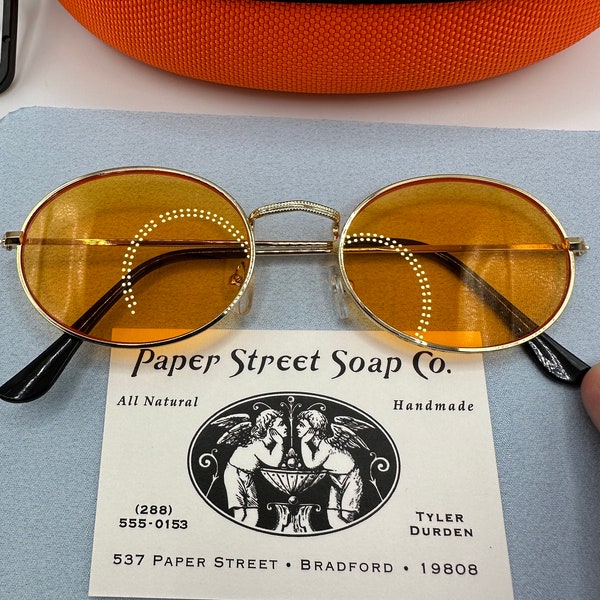 Paper Street Tyler Durden Sunglasses Shades Fight Club NEW Oliver Peoples 523 Brad Pitt Burnt Orange costume Sunset Project Mayhem Style