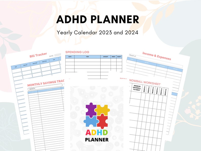 ADHD Planner 2023 and 2024 Printable Digital Planner for Etsy Australia