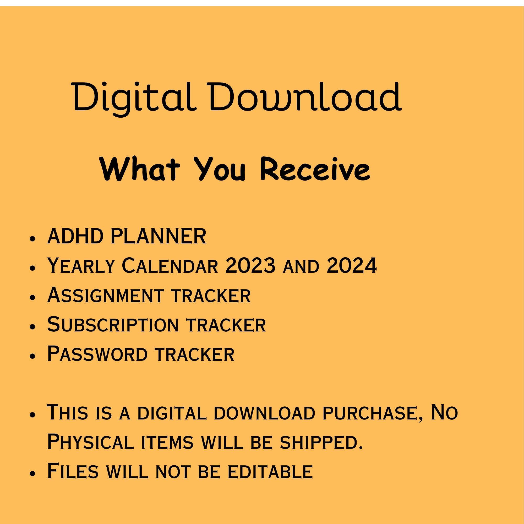ADHD Planner 2023 and 2024 Printable Digital Planner for Etsy Australia