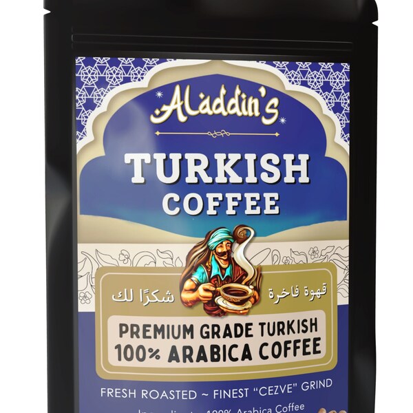 ALADDIN'S TURKISH COFFEE - Rich, Bold, and Ground to Perfection for Your Daily Brew - A Taste of the Exotic Turkish Tradition in Every Sip!