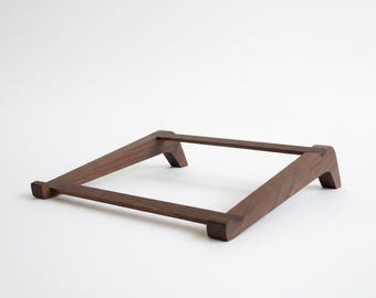 Minimalist Wooden Laptop Stand, Solid Walnut or Cherry Ergonomic Desk Riser