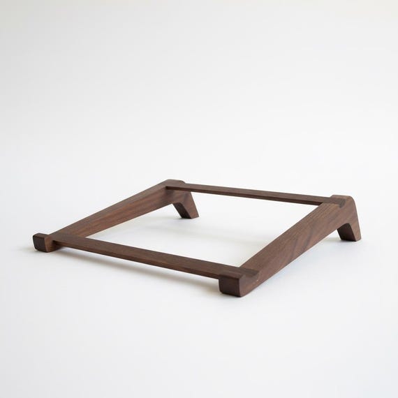 Minimalist Wooden Laptop Stand, Solid Walnut or Cherry Ergonomic Desk Riser