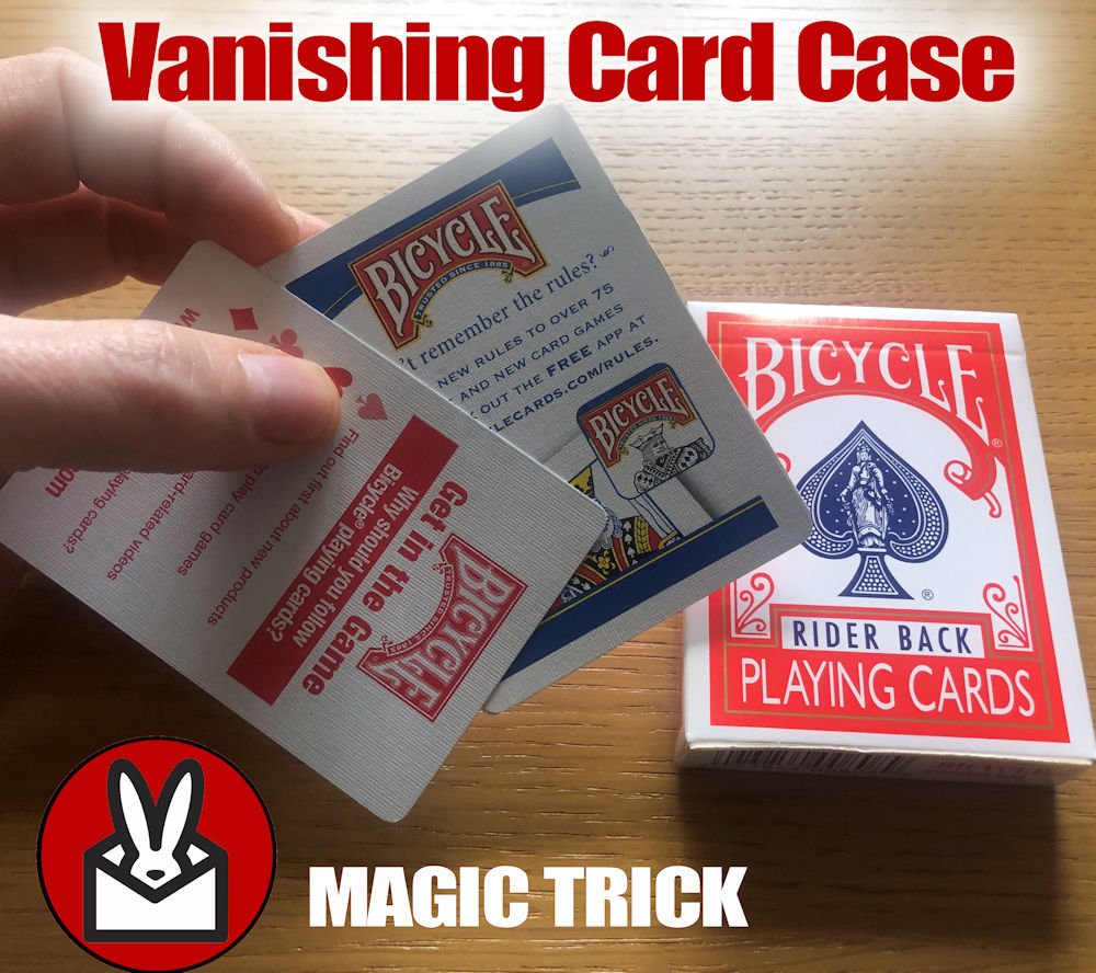 VANISHING CARD CASE Magic Trick Vanish Gimmick Bicycle Box Red or Blue ...