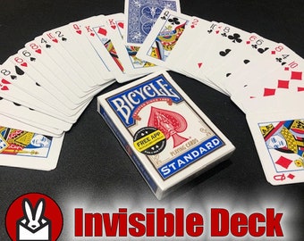 INVISIBLE DECK Mental Magic Card Trick Roughed Gimmicked Bicycle Deck Pack Red or Blue Backs Prediction
