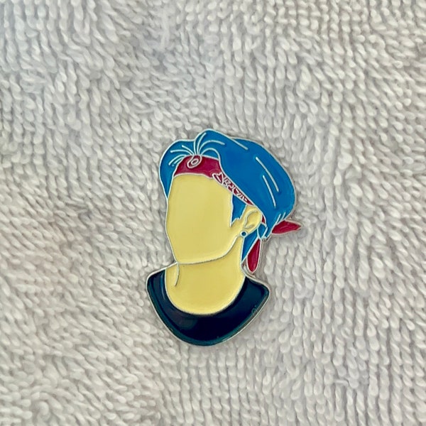 BTS V Taehyung Lapel Pin Blue Hair Red Bandana